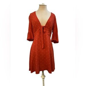 Free People Red Mini Dress with Polka Dots Size 2